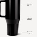 HydroJug Traveler 32oz, Insulated Tumbler with Handle & Straw, Black - Image 3