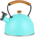 Whistling Stovetop Tea Kettle, 3.2 Quart Stainless Steel Teapot with Cool Touch Ergonomic Handle, Hot Water Fast to Boil, Blue by SimpleDeluxe