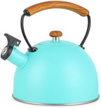 Whistling Stovetop Tea Kettle, 3.2 Quart Stainless Steel Teapot with Cool Touch Ergonomic Handle, Hot Water Fast to Boil, Blue by SimpleDeluxe