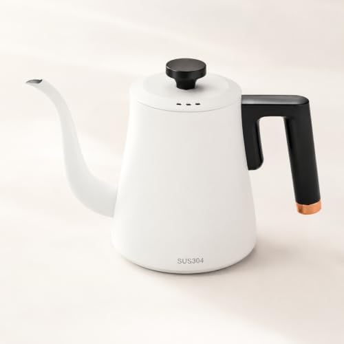 Heat Resistant Pour over Kettle Induction cooktop Compatible Design, Gooseneck Kettle, Long Curved Spout, Cookware, for Kitchen, White - Image 3
