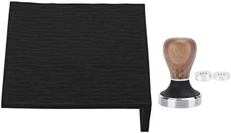 Coffee Tamper and Mat Silicone Durable Kitchen Set for Home Brewing Experience 58mm Walnut Stainless Steel 2 Pieces (Black) - Image 6