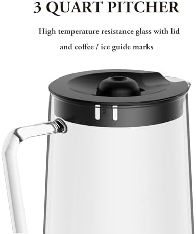 Ice Tea Maker with 2.5QT Cold Brew Coffee & Iced Tea Pitcher, Strength Selector, Reusable Filter for Lemonade, Fruit Infused Water (Black) - Image 4