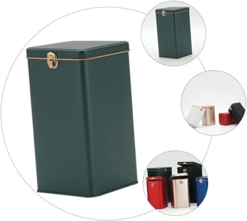 Metal Tea Black Tea Loose Leaf Condiment Organizer for Fridge Containers for Food Tea Storage Can Metal Cookie Tins Container Sealing Pot Tea Storage Container-Deep Greenx2pcs - Image 4