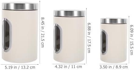 NUOBESTY 3pcs Food Storage Canisters Set, Airtight Stainless Steel Coffee Bean and Loose Tea Containers, Cream White Kitchen Pantry Organization Jars for Sugar, Grains, and Tea Leaves - Image 2