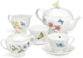 Lenox Butterfly Meadow Porcelain Teapot and Tea Cup Set, 9-Piece, 48oz by Lenox