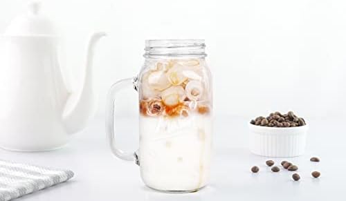Mason Jar with Lid and Straw, 24oz Regular Mouth Mason Jars with Handle Drinking Glasses Tumbler Reusable Cups Smoothie Water Bottles for Iced Coffee Margaritas Juice Cocktail Travel Office Home - Image 6
