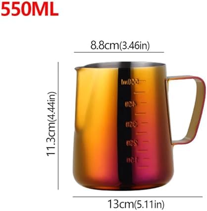 Milk Frother Cup,Coffee Jug,2pcs 350/550ml Espresso Coffee Pull Flower Milk Mugs Cup Stainless Steel Pull Flower Cup Milk Craft Latte Art Jug Pitcher Mug Cup(Red,550ml) - Image 2