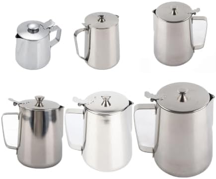 Milk Creamer Frothing Pitcher Stainless Steel Coffee Cup Mug Jug With Lid For Latte(2000ml) - Image 2