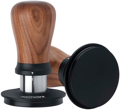 Normcore 58.5mm Espresso Tamper V5 - Spring-Loaded Coffee Tamper with 6 Adjustable Pressure Settings, Tri-Spring Technology, Titanium PVD Flat Base, Walnut Handle and Silicone Stand by NORMCORECOFFEETOOLS