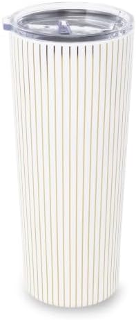 kate spade new york 24 oz Stainless Steel Tumbler, Gold Pinstripe - Image 2