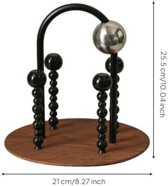 Countertop Cup Holder Stand with Handle Four Vertical Support Posts, Mug Tree with Wood Base, for Kitchen Counter - Image 3