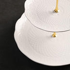 Sweejar 3 Tier Ceramic Cake Stand Wedding, Dessert Cupcake Stand for Tea Party Serving Platter(Rose White) - Image 3