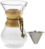 Pour Over Coffee Maker, Wood and Glass, 600ml with Stainless Steel Filter, 5 x 9 inches by OODLECOFFEE