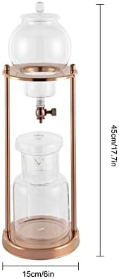 600ml Cold Brew Coffee pot, High Borosilicate Glass Drip Brewer 4-Hour Ice Extractor Glass Pot Coffee Machine for Home Office Cafe Iced Coffee Making(Clear Gold) - Image 2
