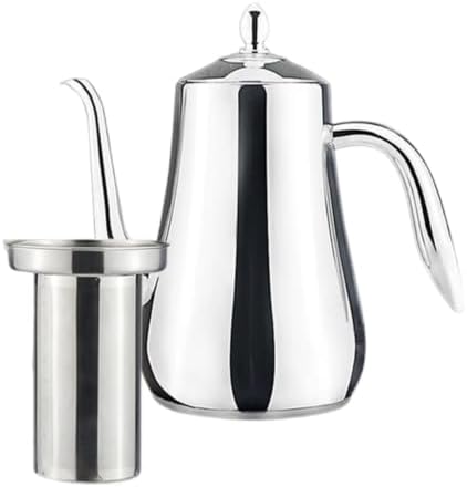 Gooseneck Tea Kettle with Lid Rust-Resistant Stainless Steel Pour Over Coffee Teapot with Strainer Polished for Kitchen, 1750ml by Unknown