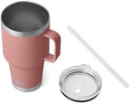 YETI Rambler 35 oz Tumbler with Handle and Straw Lid, Travel Mug Water Tumbler, Vacuum Insulated Cup with Handle, Stainless Steel, Sandstone Pink - Image 4