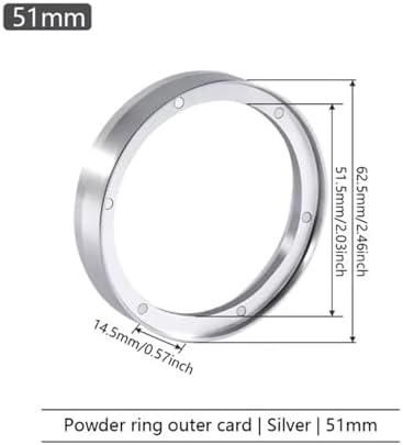 Espresso Coffee Replacement Dosing Ring,Compatible For Delonghi,Funnel Aluminum With 6 Magnets Fits 51/54 / 58mm Portafilter(51mm silver) - Image 2