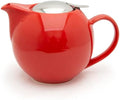 Zero Japan 34 oz Ceramic Teapot with Infuser for Loose Tea - Smooth-Pour Spout, Dishwasher Safe Large Ceramic Loose Leaf Tea Pot (Stainless Steel Infuser & Lid Removable), Tomato by ZEROJAPAN