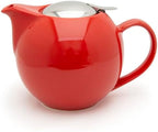 Zero Japan 34 oz Ceramic Teapot with Infuser for Loose Tea - Smooth-Pour Spout, Dishwasher Safe Large Ceramic Loose Leaf Tea Pot (Stainless Steel Infuser & Lid Removable), Tomato by ZEROJAPAN
