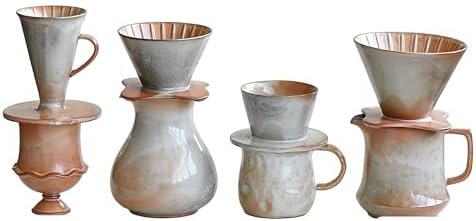 Fay Bless Vintage Ceramic V60 Coffee Dripper Set – Handmade Rustic Pour Over Coffee Brewer with Mug & Pot (7) - Image 5