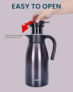 GiNT 1.9L / 64Oz Thermal Coffee Carafe, Insulated Stainless Steel Coffee Carafes for Keeping Hot/Double Walled Vacuum Thermal Carafe (Purple) - Image 6