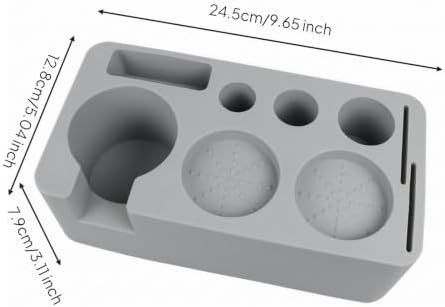 Non-Slip Coffee Tamper Kit Organizer | Perforated Dot Texture Pads, pressing Station Base, Silicone pressing Mat with Portafilter Stand, for home use, Gray - Image 2