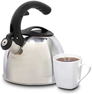 Mr Coffee Steamline 2 Quart Whistling Stainless Steel Tea Kettle with Black Handle - Image 2