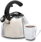Mr Coffee Steamline 2 Quart Whistling Stainless Steel Tea Kettle with Black Handle - Image 2