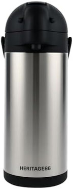 Heritage66 3L Airpot Coffee Dispenser, Stainless Steel Triple-Wall Vacuum Insulated Pump Pot, Thermal Coffee Server Keeps Drinks Hot 12 Hrs/Cold 24 Hrs, Ideal for Home, Office, Parties by WelcometoHeritage66