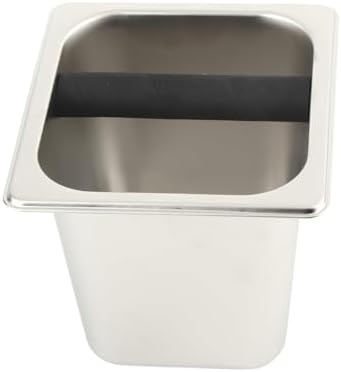 Stainless Steel Knock Box with Protective Rubber Bar, Deep Bowl Design for Large Capacity, Ideal for Household and Professional Use (Large) by Unknown