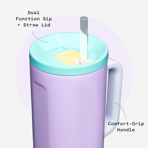 Corkcicle Cruiser Tumbler with Handle & Straw, 40 oz, Purple Dolphin - Image 5