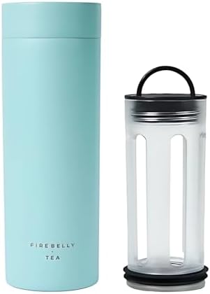 Firebelly Tea, Travel Tea Infuser Mug with Strainer, Insulated Tumbler for Loose Leaf Tea or Coffee, Leakproof Bottle for Hot or Iced Drinks, Stainless Steel Thermos with Lid, Mer by FIREBELLYTEA