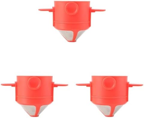 Foldable Portable Coffee Filter Maker Stainless Steel Drip Tea Holder Reusable Paperless Pour Over Dripper(3pcs Red) by Unknown