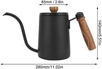 Pour Over Coffee Kettle, 600ml Small Gooseneck Kettle Long Gooseneck Spout Stainless Steel Tea Kettlee with Wood Handle Coffee Cafe Kettlee for Home Cafe Office (Black) - Image 4