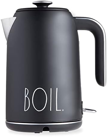 Rae Dunn Electric Hot Water Kettle - Stainless Steel Coffee Maker, Tea Kettle, Swivel Base, With Automatic Shut Off Boil-Dry Protection, Easy Pour Pitcher, 1500 Watt Boiling Power, 1.7 Liters, Black by RaeDunn