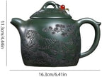Tea Kettle Creative Handmade Green Clay Huwei Round Large Capacity Teapot Living Room Coffee Table Teapot Ceramic Tea Infuser - Image 2