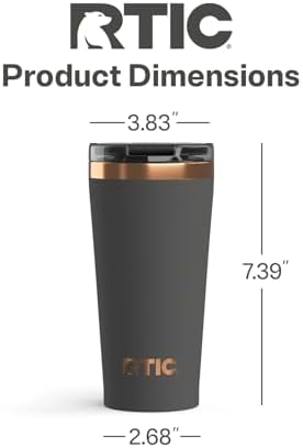 RTIC 18oz Pint Tumbler with Lid, Ceramic Lined, Light Black - Image 5