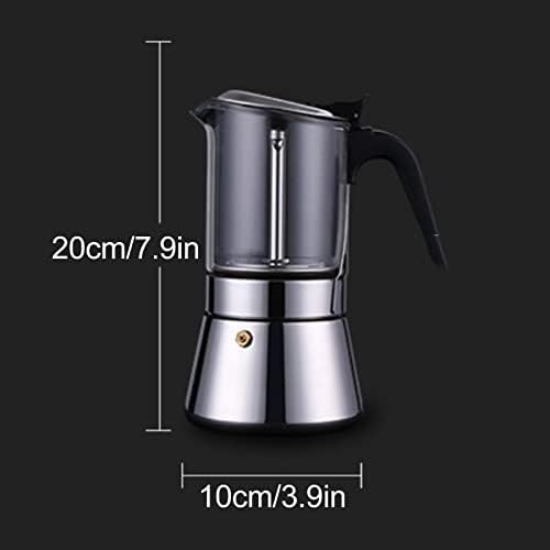 Zooke Classic Stovetop Espresso and Coffee Maker, Stovetop Espresso Maker Stainless Steel Italian Coffee Machine Maker, Crystal Glass 6 Espresso Cups Pot for Italian Cuban Café - Image 7