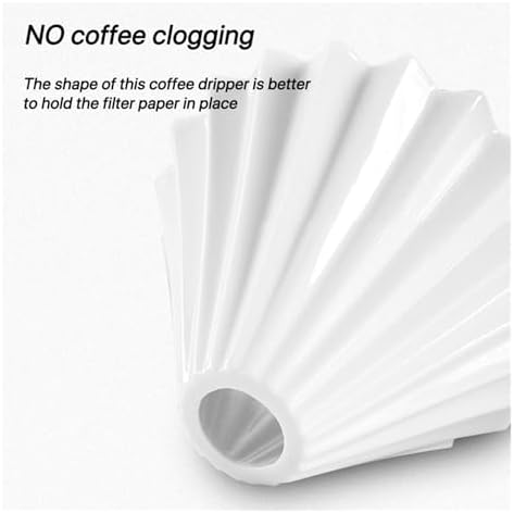 Ceramics V Shape Brewing Coffee Filter Cup For Pour Over Barista 60 Degree Dripper Cone Drip Funnel(WHITE SET) - Image 4