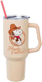 Silver Buffalo Peanuts Western Howdy Partner, Stainless Steel Tumbler, 40oz by SilverBuffalo