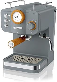Salton Swan Nordic Espresso Machine with Milk Frother, 1.2L Tank, Matte Slate Grey by Swan
