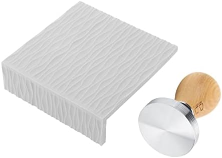 Coffee Tamper Set with Beech Handle and Embossed Tamping Mat for Home Cafe Use, 58mm Size, Silicone and Stainless Steel, Includes 1 Tamping Mat and 1 Tamper (Grey) by Shipenophy