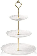 Sweejar 3 Tier Ceramic Cake Stand Wedding, Dessert Cupcake Stand for Tea Party Serving Platter(Rose White) by Sweejarco1949