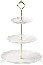 Sweejar 3 Tier Ceramic Cake Stand Wedding, Dessert Cupcake Stand for Tea Party Serving Platter(Rose White) by Sweejarco1949