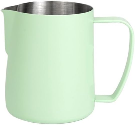 AIRFLOW Milk Frothing Jug Stainless Steel 400/600ml Pitcher Small Round Mouth Coffee Cups Latte Barista Kitchen Accessorie(600ml Mint green) by Unknown
