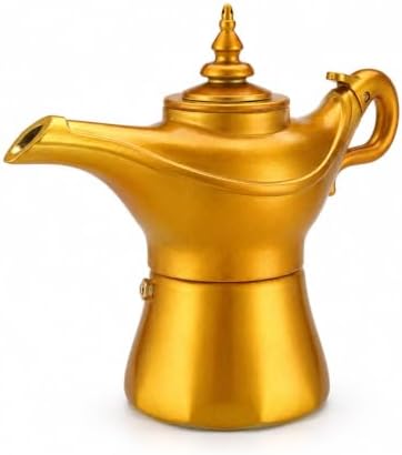 Aladdin Espresso and Coffee Maker, Moka Pot, Stovetop Espresso Maker, Portable Aladdin Coffee Pot, Aluminium Moka Pot 3 Cups (5 Oz - 150 Ml) Golden by Unknown