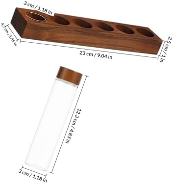 SUPVOX Coffee Bean Storage Tubes Glass Canisters with Airtight Lids and Wooden Display Stand, Sealed Coffee Bean Containers for Home Kitchen Organization - Image 2