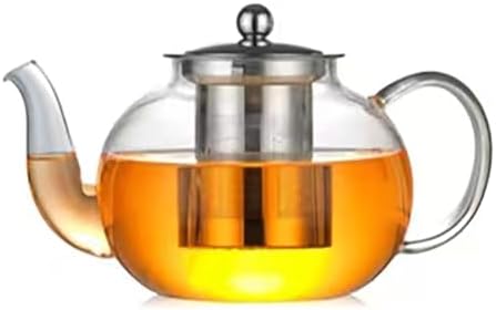 (40 oz/ 1200 ml) Glass Teapot with Removable Stainless Steel Infuser,Borosilicate Glass Teapots,Tea Kettle,Stovetop Safe & Electric Stove Safe,BPA Free,Blooming and Loose Leaf Tea Maker, Clear by JIABO