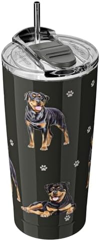 SERENGETI Rottweiler 20 Oz. Stainless Steel, Vacuum Insulated Tumbler with Spill Proof Lid - 3D Print - Insulated Travel mug for Hot or Cold Drinks (Rottweiler Tumbler) - Image 4