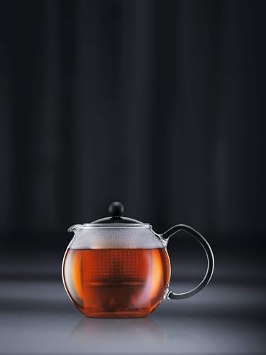 Bodum Assam Tea Press with Glass Handle and Coloured Plastic Lid, 1.0 L/34 oz - Black - Image 2